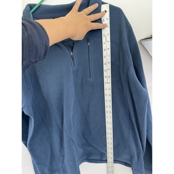 LL Bean Trail Fleece Sweater Mens XL Blue Long Sleeve 1/4 Zip Pullover - Picture 6 of 6